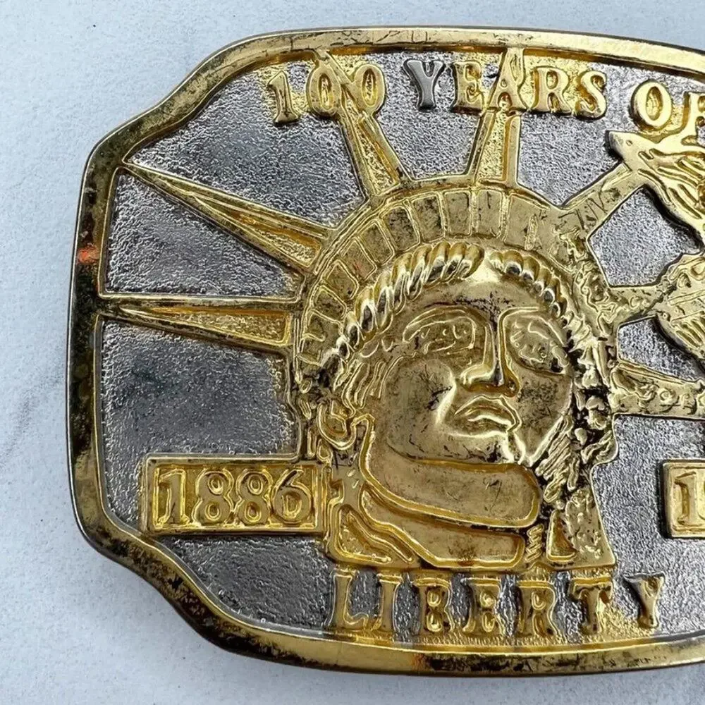 Vintage 1986 100 Years of Liberty America Belt Buckle